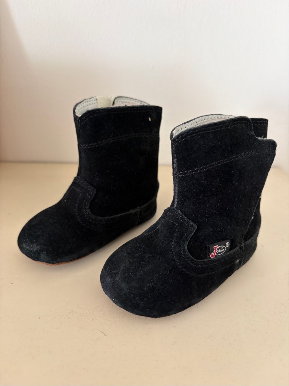 Justin Black Suede Baby Boots 3-6 months